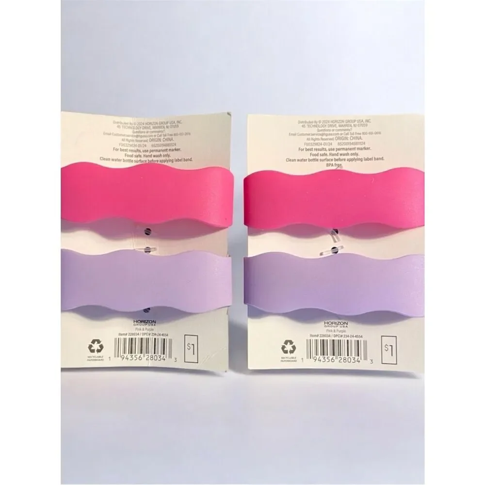 Silicone Label Bands – 2 Pack – Waterproof Bottle Bands – Pink & Lavender – New